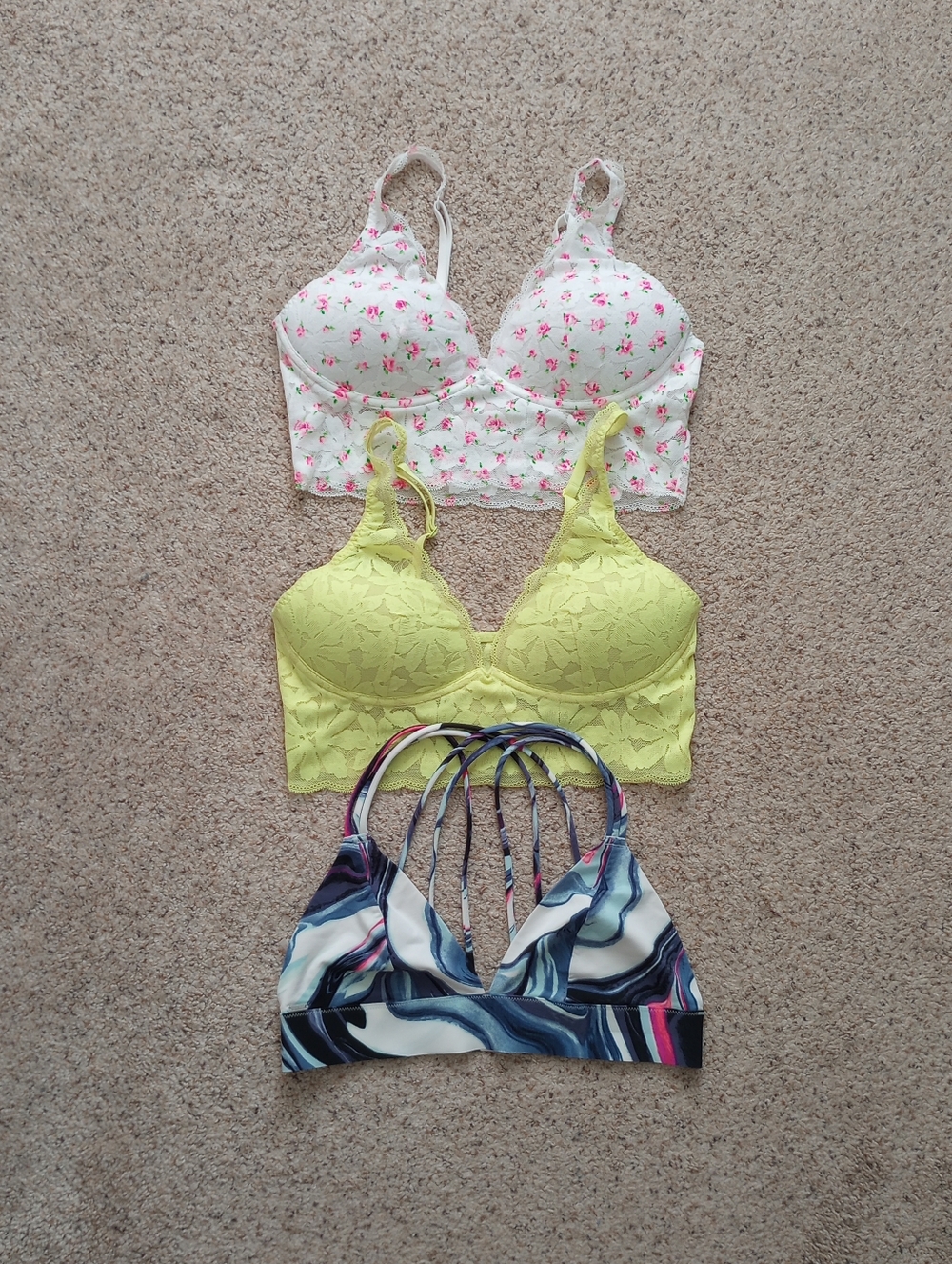 3 Pink Victoria's Secret Bralette Medium Lace